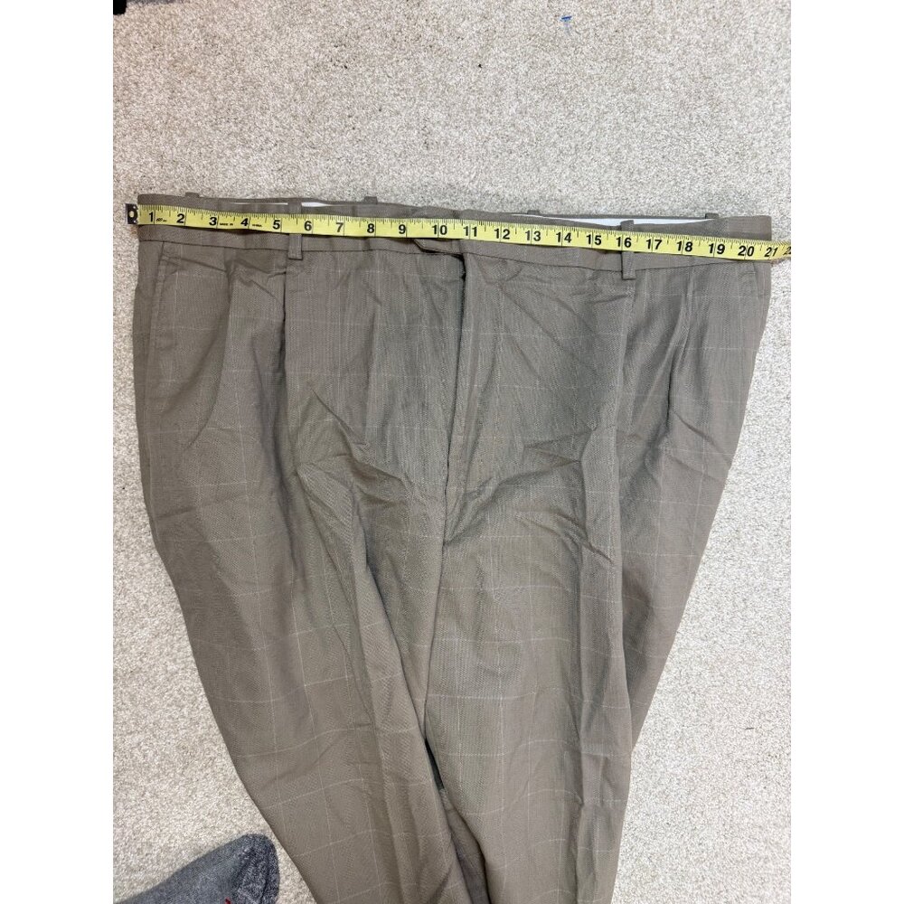 Linea Uomo Mens Dress Pants 100% Wool Window Pane Waist sz 43 Pleated Y2K Career - Picture 12 of 16
